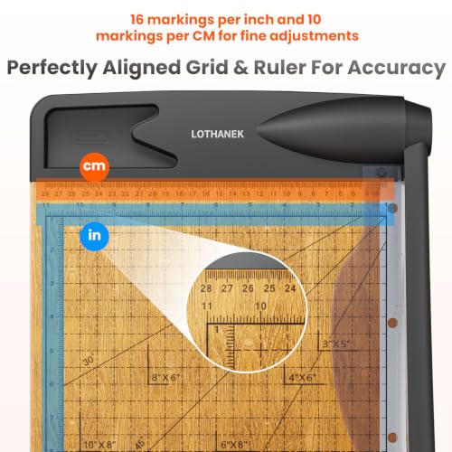 12 inch Wood Guillotine Paper Cutter, Heavy Duty Wood Base Paper Trimmer with 12-16 Sheets Capacity Paper Cutting Board for Classroom, Crafting, Cardstock, Art Projects (Gray)