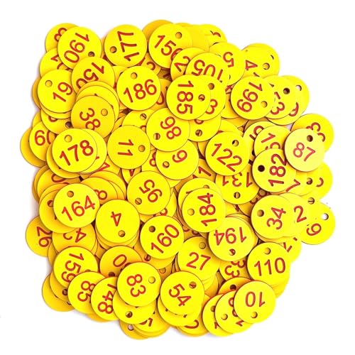 Circular Number tag, Round ABS Engraved Number Discs Key Tags, Pack of 500/1000 Labels for Cabinet Coding Storage Organizer Multicolor(1-1000 Black Yellow)