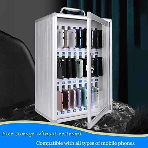 Clear Cellphone Lockers, Aluminum Alloy Pocket Chart Storage Cabinet for Cell Phones, Wall-Mounted with A Locked for Office Classroom (Color : Silver, Size : 12)