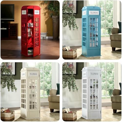 MNJVCFDS Telephone Booth Bookshelf, Small Floor Standing Bookcase Storage Rack, Phone Booth Storage Cabinet Organizer Display Bookshelf