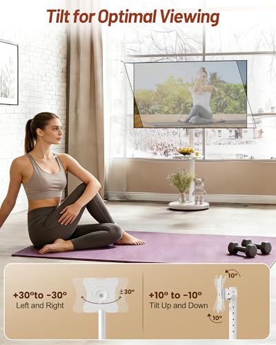 Small Rolling TV Stand for 10-46 Inch TVs with Shelf and Hidden Wheels