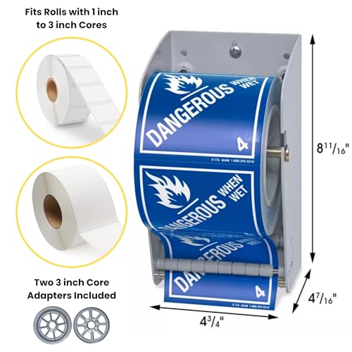 Wall Mount Label Dispenser (4.5") - Sticker Roll Dispenser - Table Top - Label Holder - Stamp Roll Dispenser - Sticker Stand - Thermal Label Holder - Heavy-Duty All Steel