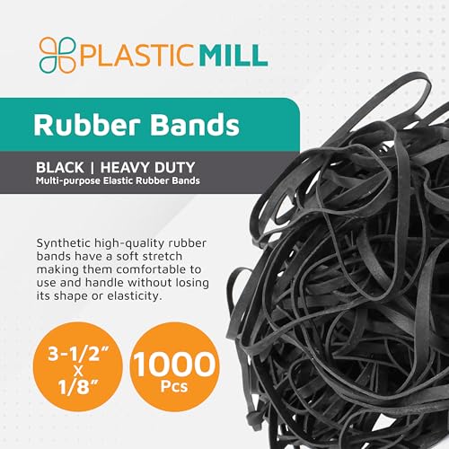 PlasticMill Rubber Bands Size 33, Office Supplies, Black, 1,000-Pack