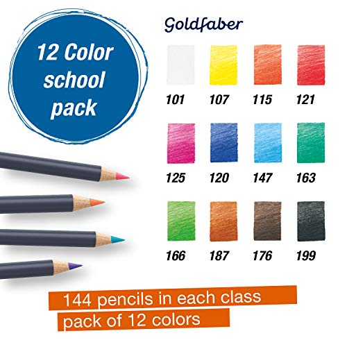 Faber-Castell Creative Studio Goldfaber Wooden Color Pencil Classpack - 144 Pencils in 12 Colors