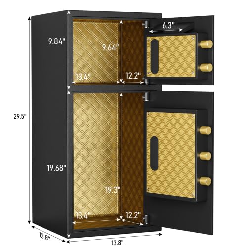 YQLiorix Large Double-door Coin-operated Safe,Digital Security Safe with Fireproof and Waterproof Bag,Safe Box with Hidden Code Function for Home,Office and Hotel(6.5 Cubic Feet)