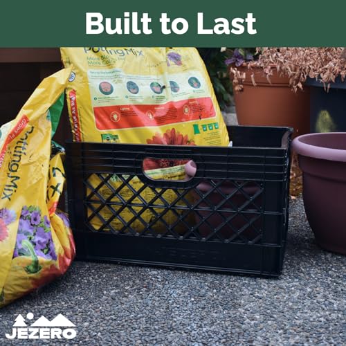 JEZERO Heavy-Duty Commercial Utility Crate | Made from Durable Recyclable HDPE | Impact-Resistant Storage Crate for Heavy Loads | 19" x 13" x 11", 24 Quart, 4-Pack
