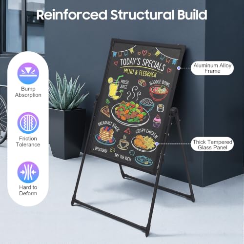 LED Message Board, Standing Menu Sign Board with Controller and 8 Highlighters, Adjustable Menu Board DIY Message Chalkboard for Stores, Bars, Restaurants