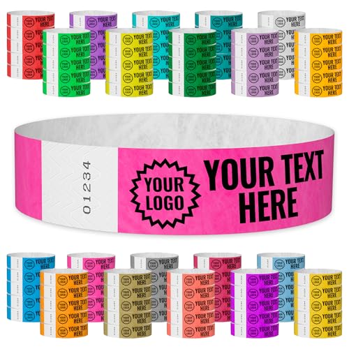 WristCo Neon Pink Custom Imprint Wristbands - 5,000 Tyvek - Select Qty