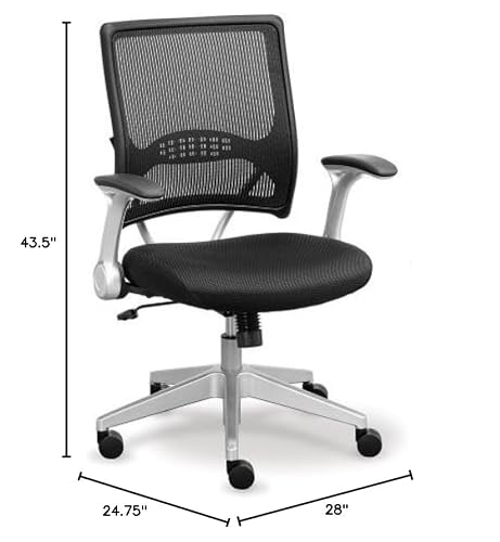 NBF Collection Ergonomic Office Desk Chair with Memory Foam Seat - Ergonomic Home Desk Chairs with Wheels and Armrest - 24.75" D x 28" W x 43.5" H, Black