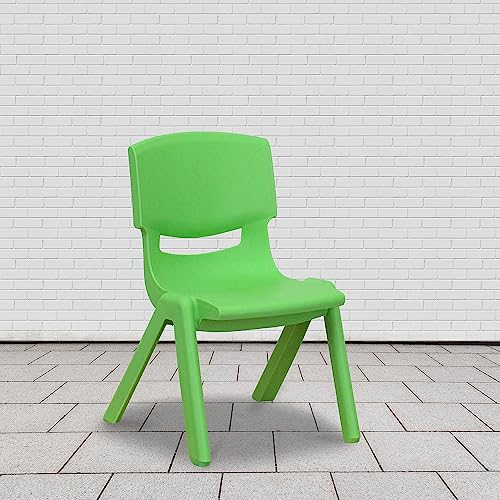 Flash Furniture 10.5 in Plastic Stackable School Chair, Green, 10-Pack