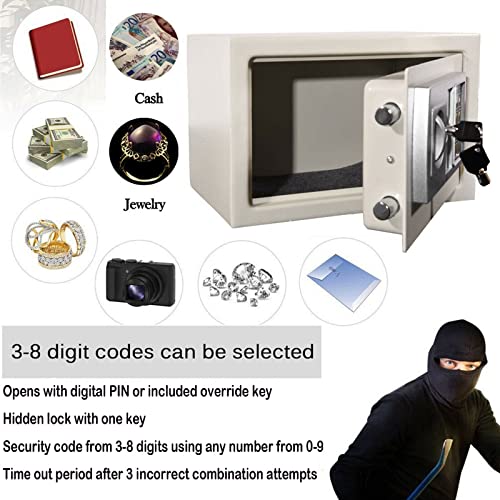 TBLOTYD Safe Box,Electronic Digital Safe Box Security Fireproof Lock Box Home Hotel Security Money Safe with 2 Locking Bolts/Gray/16L ，White-8.5L