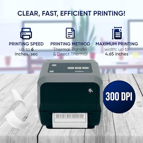 ZEBRA ZD620t 300 dpi Thermal Transfer Desktop Printer - Ethernet, Bluetooth, Serial, USB Connectivity - 6 IPS, Print Width 4 in, ZD620 Barcode Label Printer - ZD62043-T01F00EZ YKGAV