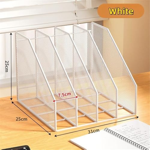File Rack Metal File Rack Office Desk Shelf Standing Desktop Folder Box Storage Letter Trays(Black)