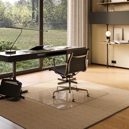 Modern Chair Mat Co. Office Desk Glass Chair Mat - Ultra-Clear Tempered Glass - Easy Glide - Protects Carpet and Hardwood Floors - 42" x 48"