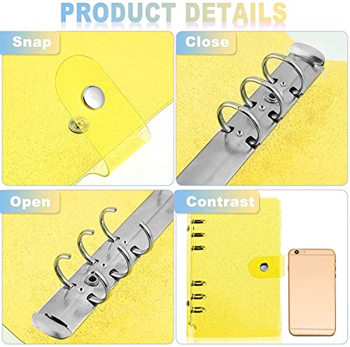 QERTYHKK 3 Pieces A6 PVC 6- Binder Notebook Cover with Snap Button Closure Loose Leaf Folder for Journal Planner Office Stationery
