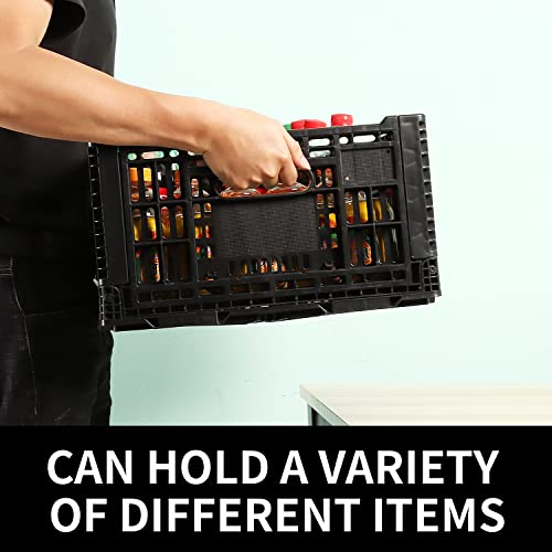 QTJH Collapsible Storage Bin Containe，52 Liter Transferheavy duty plastic storage box,milk crates heavy duty Transit storage of various items black (2)