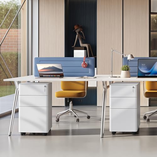 DEVAISE 3 Drawer File Cabinet on Wheels, Fully Assembled Except Casters
