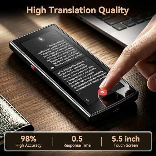 Language Translator Device No Wifi Needed, High-end Upgraded Ai Translator, Offline Real-Time Voice Spainish Translation, Support 150 Languages, Recording&Photo Premium Translation Device for Business