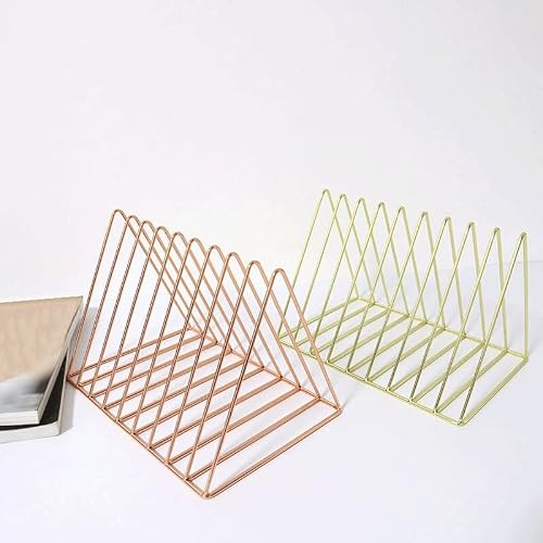 File Rack Iron Bookshelf Book Stand Desktop Small Storage Rack File Space Letter Trays(Pink)