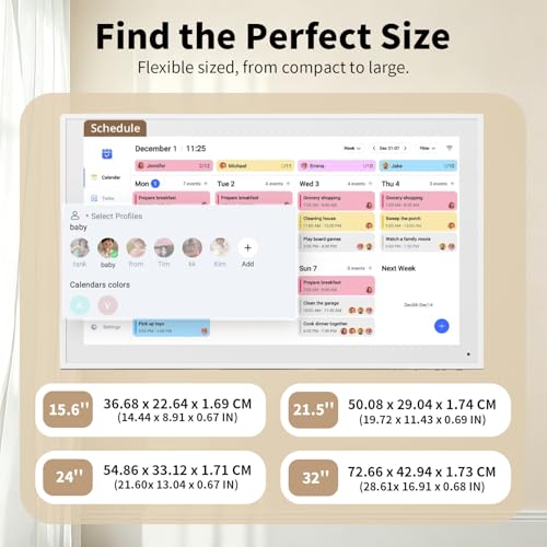 15.6"/21.5"/24"/32" Smart Digital Calendar & Family Dashboard, Electronic Touch Screen Wall Planner for Family System-Chore Chart, Meal Planner, Support App Store with Stand 15.6‘’