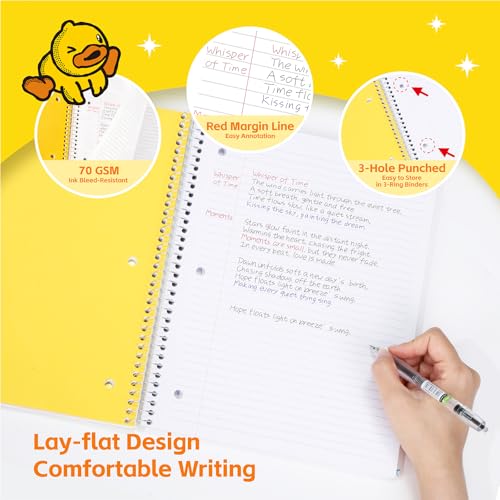 Comix 5 Subject Notebook with 5 Divider, 8.5" x 11" letter size, 200 Sheets College Ruled Notebook with Plastic Cover for Office/School/Home, (Blue, White, Black)