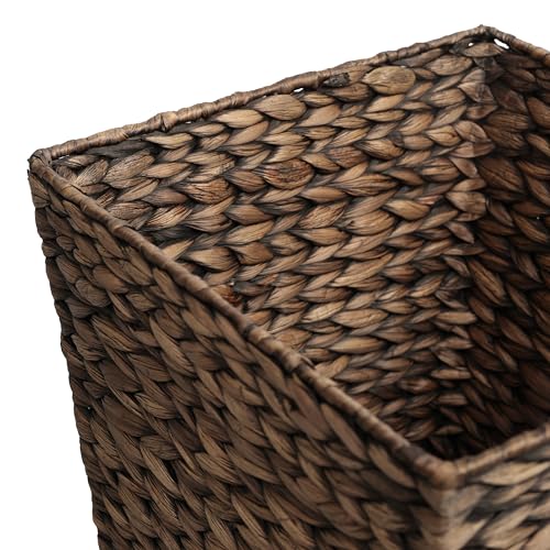 happimess Theo 4.8 Gal 12" Square Wicker Wastebasket, Brown, Set of 2