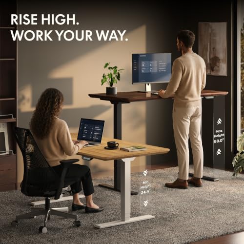 FLEXISPOT E6 MAX Solid White Oak Wood Dual Motor Standing Desk, 55 x 28