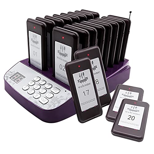 Daytech Restaurants Pager 20 Coast Buzzers Beep Distancing Keeping Lineup Waiting Signal Calling Customer Service for Restaurant Hotels Food Truck Cafe Shop Clinic