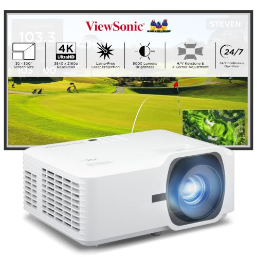 ViewSonic LS740-4K 4K UHD 5000 Lumens Laser Projector, Home Theater, HDMI