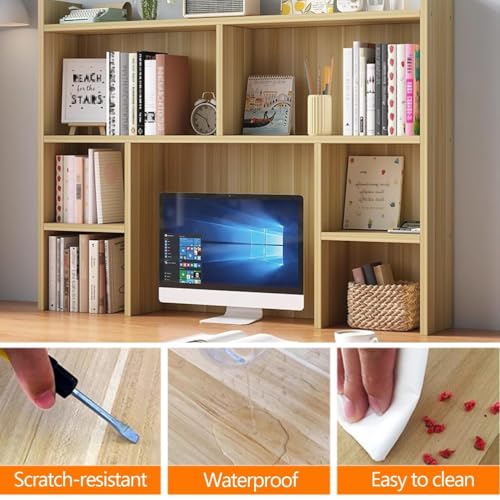 TBQATNTS Wooden Desk Hutch White for Office and Home, Freestanding Desktop Storage Shelf with Multiple Compartments, Counter Office Storage Rack Top Bookcase,White,31.5″×7.9″×35.4″