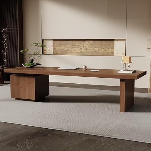BGGJJ Computer Desk 180cm Solid Wood Study Furniture, Suitable for Home Living Room, Office, Conference Room Desk with Drawers(180cm)