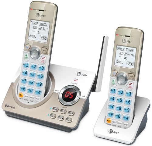 AT&T DL72219 DECT 6.0 2-Handset Cordless Phone for Home with Connect to Cell, Call Blocking, 1.8" Backlit Screen, Big Buttons, intercom, and Unsurpassed Range