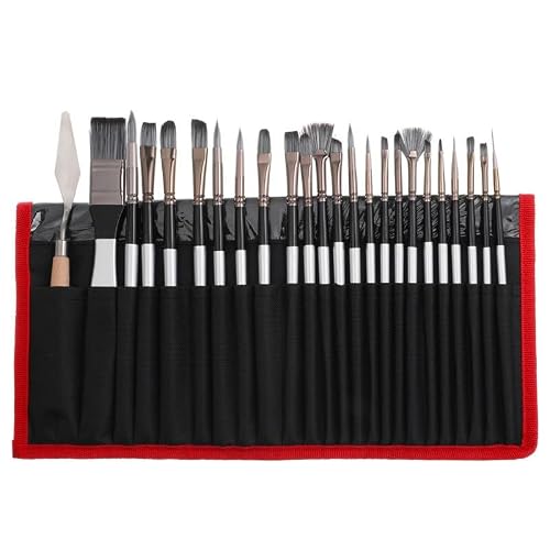 BXFIRS Nylon Hair White Acrylic Art Brush Set 24 Combination Paintbrush Sets