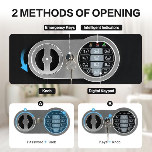 0.23 Cubic Small Safe Box, Digital Security Box Mini Safe W/Fireproof Bag