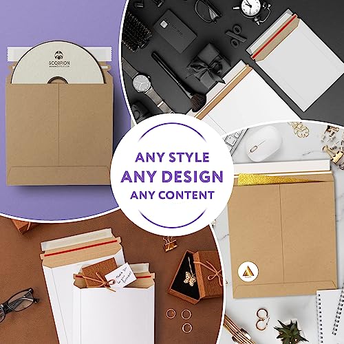 APQ Supply Natural Brown Rigid Mailers, 13 x 18 Inch. Pack of 100 Cardboard Envelopes for Photos, Documents. Sturdy Stay Flat Mailers with Self-Seal Closure. Hard Rigid Shipping Envelopes