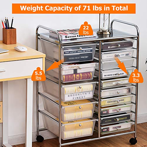 ARLIME 15-Drawer Storage Cart, 15 Drawer Trolley