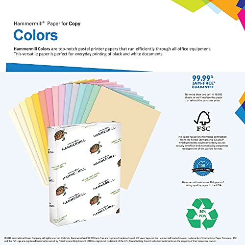 Hammermill 103309CT Recycled Colored Paper, 20lb, 8-1/2 x 11, Blue, 5000 Sheets/Carton