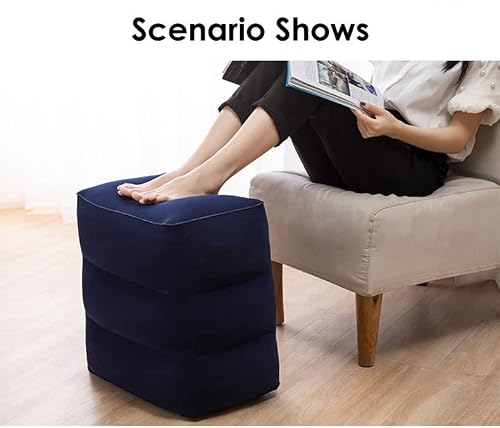 WODHAZNC Inflatable Foot Pillow for Travel Rest Airplane Car Bus Footrest Pillows Kids Flight Sleeping Resting with Air Pump(D)