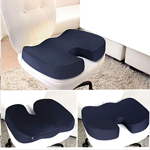 Yuidaaavzz Memory Office Chair Cushion Tail Vertebra Breathable Beautiful Hip Seat Relief Back Sciatica Pain Blue