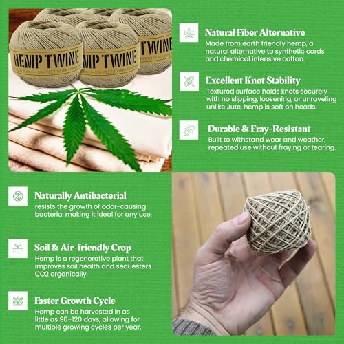 Bean Products Hemp Twine - 12 Colors - Macrame, Jewelry, Garden + Craft