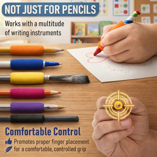 School Supply Boxes | Foam Pencil Grippers | 250 Pack | Assorted Colors of Black, Pink, Red, Royal Blue, Yellow, Sky Blue, Purple, & Orange