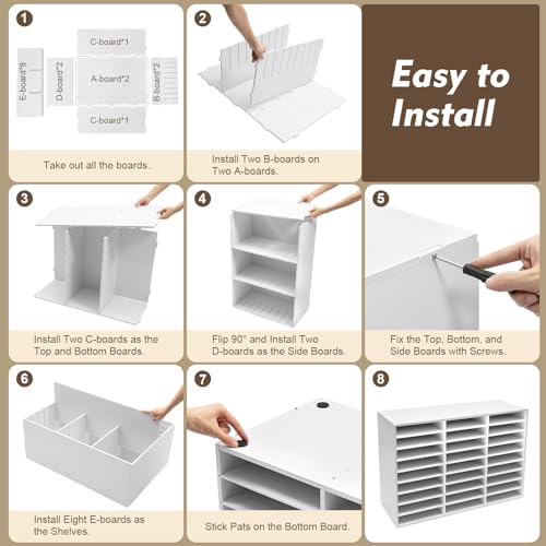 WTIOPJ Classroom Mailbox 27 Slots Home Office Mail Sorter, Construction Paper Organizer Storage Compartment Shelf Holder, Student Mailboxes For Classroom Literature Organizer (31.5 * 12 * 21.9in)