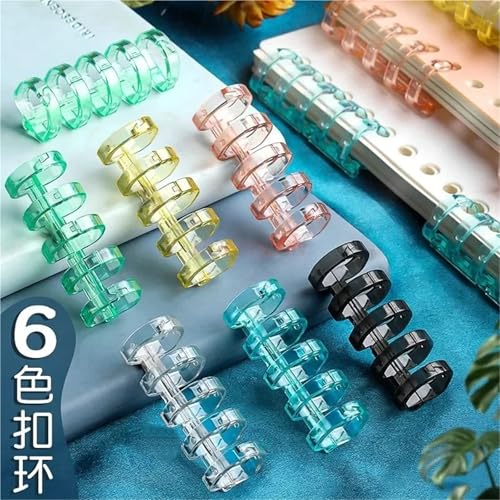Plastic Binder Rings 350pcs 5-Hole Transparent Plastic Ring Clips - Loose Leaf Notebook Binding Strips for Notebook Diary(Pink)