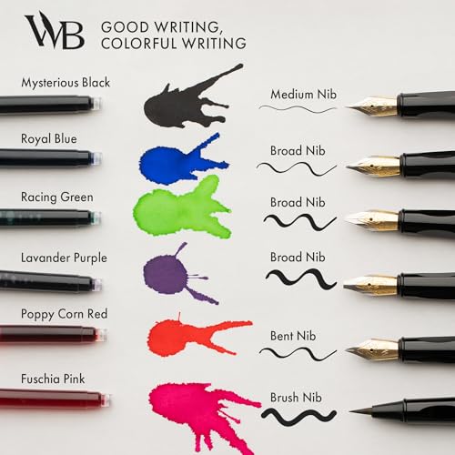 Wordsworth & Black Calligraphy Kit for Beginners, 2 Ink Pens, 5 Nibs, Blue