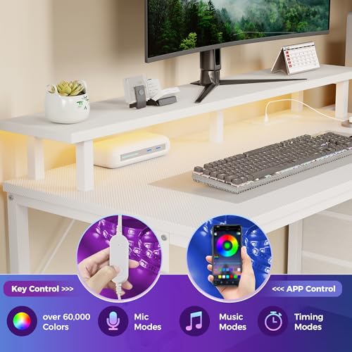 DUMOS 52” Reversible Gaming Computer Desk with Drawers and Power Outlet