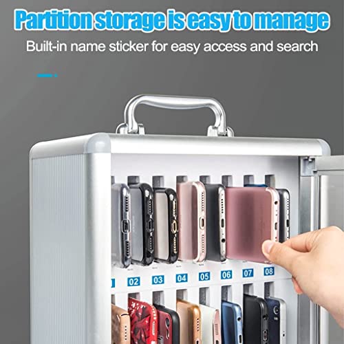 48/60 Bit Aluminum Alloy Pocket Chart Cell Phones Storage Cabinet for Cell Phones, Wall-Mounted with A Locked, Can Be Carried by Hand for Classroom Office Factory