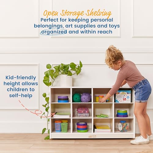 ECR4Kids 12 Cubby Mobile Tray Storage Cabinet, 3x4, Classroom Furniture, White Wash