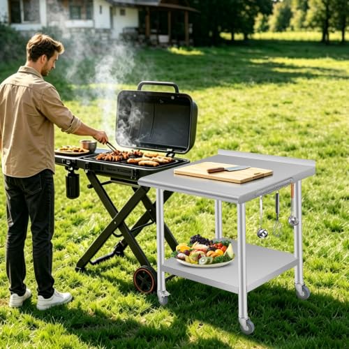 Garvee Stainless Steel Work Table with Casters, 24 x 30 Inch Prep Table
