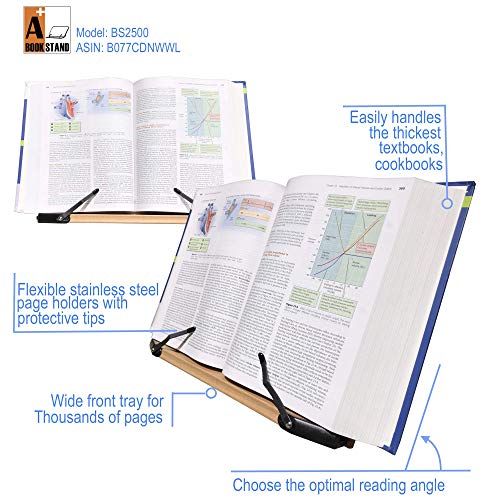 A+ Book Stand BS2500 Large 16x10.5 Portable Adjustable Foldable Bookstand Holder for Reading Hands Free Large Thick Heavy Textbooks Cookbooks Tablets