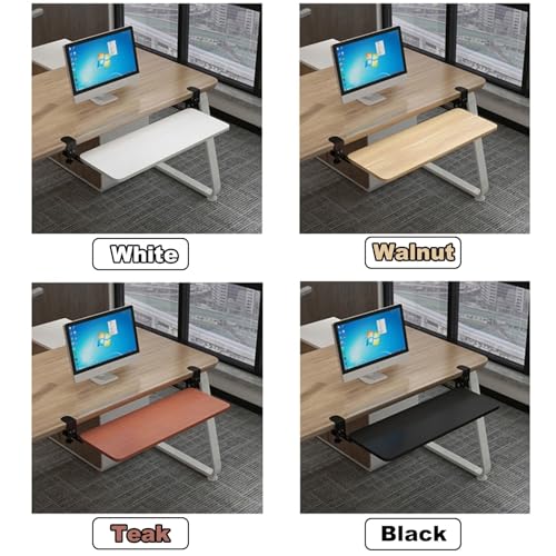 BWPURWDFH Ergonomic Desk Extender Keyboard Tray Height Adjustable Under Desk Slide-Out Keyboard Drawers Platforms, Easy Install/Improve Posture, for Desks and Computer Tables (Teak 75 * 25 cm